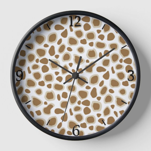 Leopard Print - Taupe Tan and White Clock (Front)