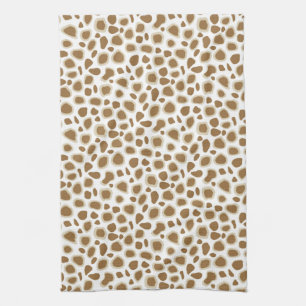 Leopard Print - Taupe Tan and White Tea Towel