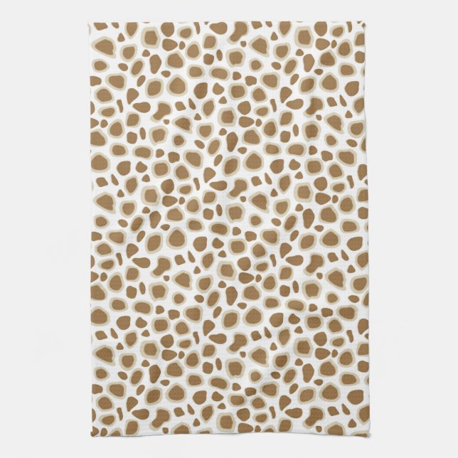 Leopard Print - Taupe Tan and White Tea Towel (Vertical)