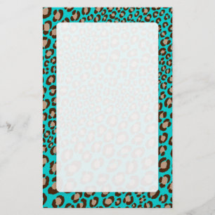 Leopard Print/teal/Add background colour!! Stationery