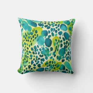 Leopard Print Teal Blue Green Animal Print Cushion