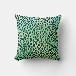 Leopard Print Teal Blue Green Animal Print Cushion