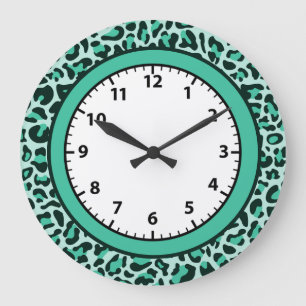 Leopard Print Teal Cheetah Trendy Leopard Clock