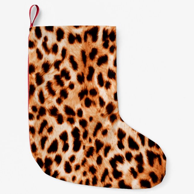 Leopard print texture small christmas stocking (Front)