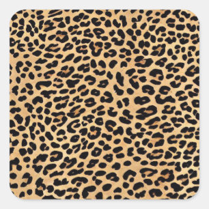 Leopard Print Texture Square Sticker