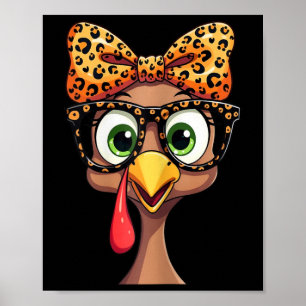 Leopard Print Thanksgiving Turkey Face Gles