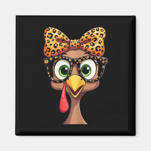 Leopard Print Thanksgiving Turkey Face Gles Magnet
