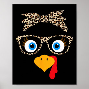 Leopard Print Thanksgiving Turkey Face Gles Women
