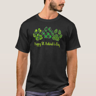 Leopard Print Three Dog Paws Happy Saint Patrick's T-Shirt