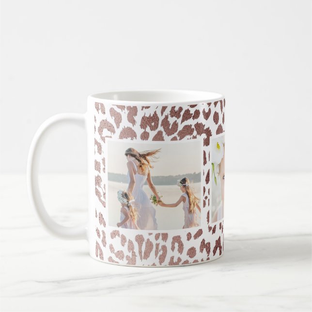 Leopard Print Three Photo Collage Coffee Mug (Left)