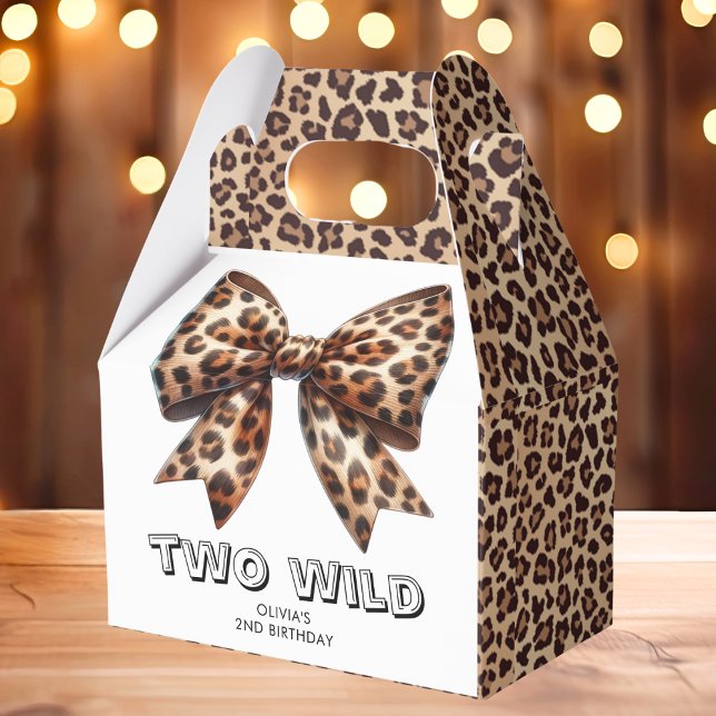 Leopard Print Two Wild Bow 2nd Birthday Favour Box (Creator Uploaded)