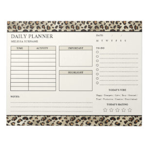 Leopard Print Undated Daily Planner To Do Notepad