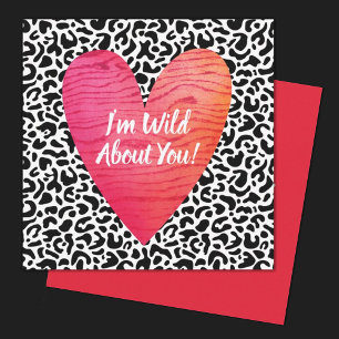 Leopard Print Valentines Day Kids Square Card