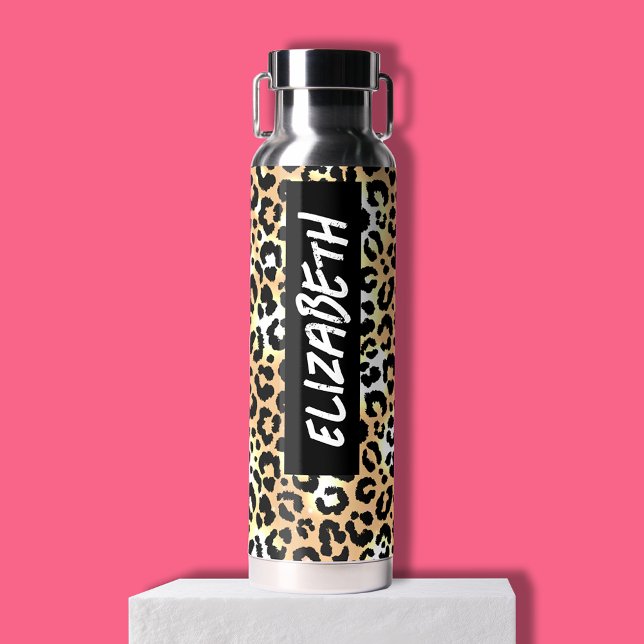Leopard Print Water Bottle (Leopard print personalized thermal water bottle)
