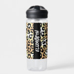 Leopard Print Water Bottle<br><div class="desc">A fun leopard print covers this water bottle personalised with your name printed vertically in chic lettering on black on both sides. MORE designs in our collection.</div>
