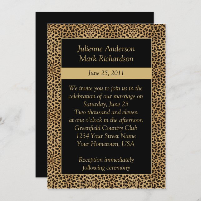 Leopard Print Wedding Invitation (Front/Back)