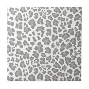 Leopard Print White and Grey Ceramic Tile