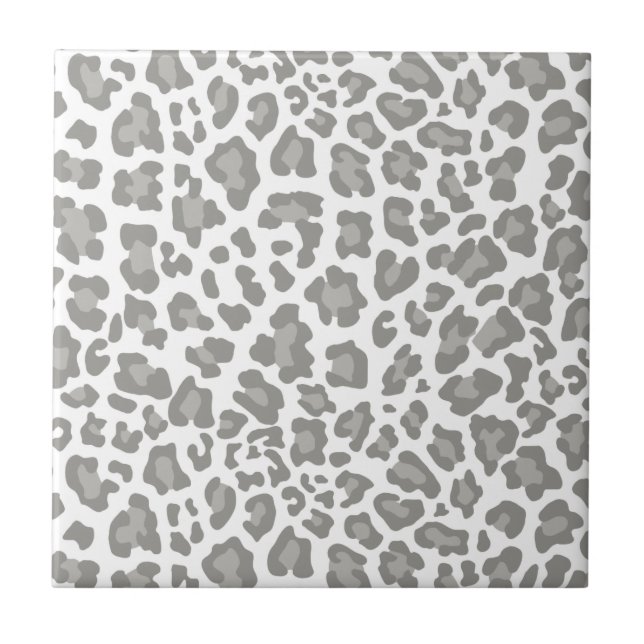 Leopard Print White and Grey Ceramic Tile (Front)