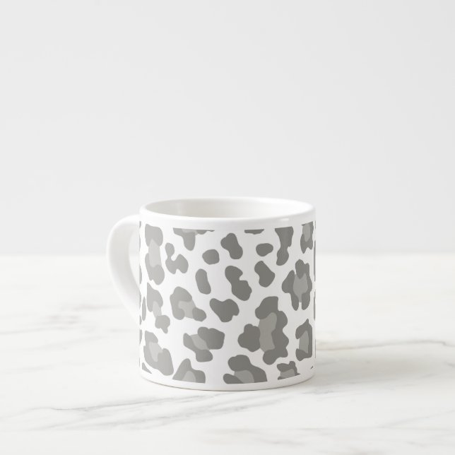 Leopard Print White and Grey Espresso Cup (Front Left)