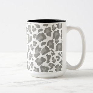 Leopard Print White and Grey Two-Tone Coffee Mug