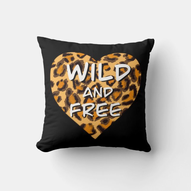 Leopard print | wild and free heart | Love T-Shirt Cushion (Front)