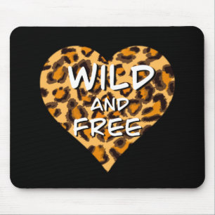 Leopard print wild and free heart Love T-Shirt Mouse Pad