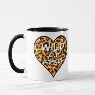 Leopard print wild and free heart Love T-Shirt Mug