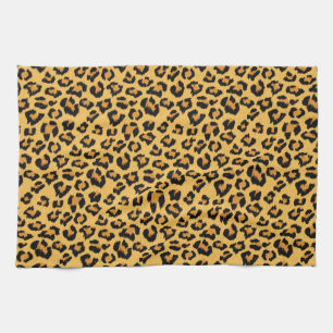 Leopard Print Wild Cat Pattern in Natural Colours Tea Towel