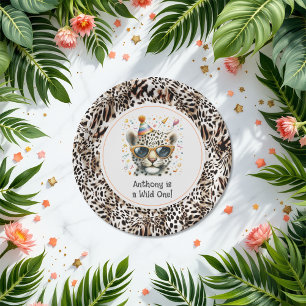 Leopard Print "Wild One" Animal Birthday Party Paper Plate