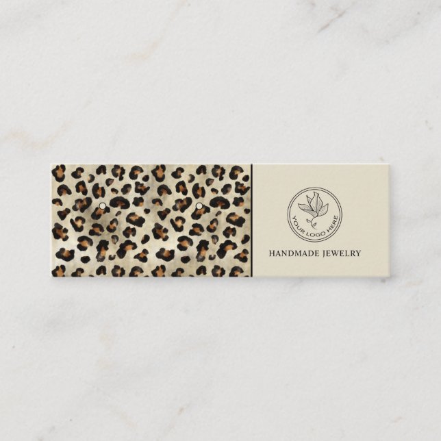 Leopard Print With Custom Logo Earrings Display Mini Business Card (Front)