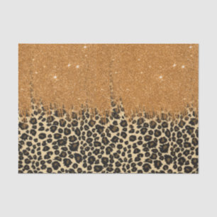 Leopard Print with Gold Faux Glitter Brush Stroke Tissue Paper