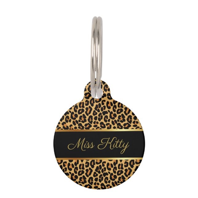 Leopard Print With Gold Luxury Name Tag  (Front)