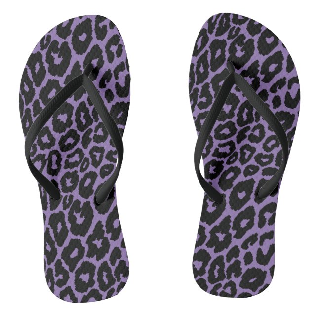 Leopard Print with Purple Background Changer Thongs (Footbed)