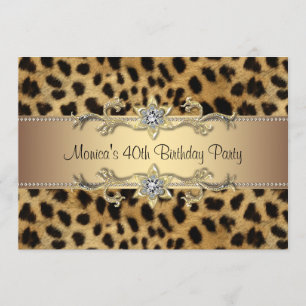Leopard Print Womans 40th Birthday Party Invitation