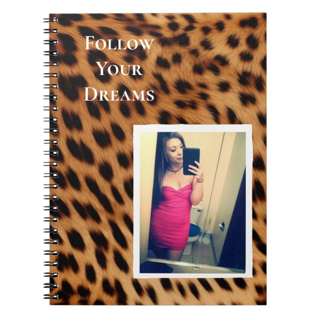 Leopard Print Your Photo Personalised Quote Notebook (Front)