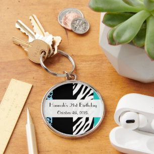 Leopard Print, Zebra Print, Animal Print, Birthday Key Ring