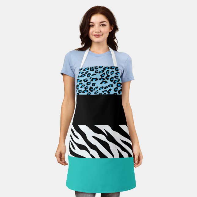 Leopard Print, Zebra Print, Animal Print, Blue Apron (Worn)