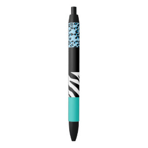 Leopard Print, Zebra Print, Animal Print, Blue Black Ink Pen