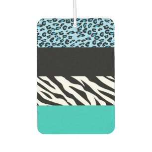 Leopard Print, Zebra Print, Animal Print, Blue Car Air Freshener
