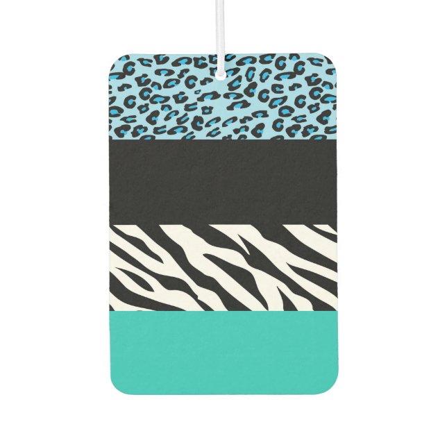 Leopard Print, Zebra Print, Animal Print, Blue Car Air Freshener (Front)