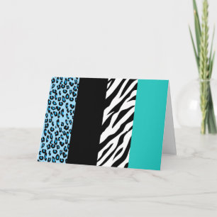 Leopard Print, Zebra Print, Animal Print, Blue Card