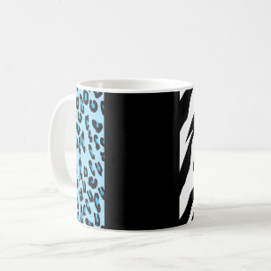 Leopard Print, Zebra Print, Animal Print, Blue Coffee Mug