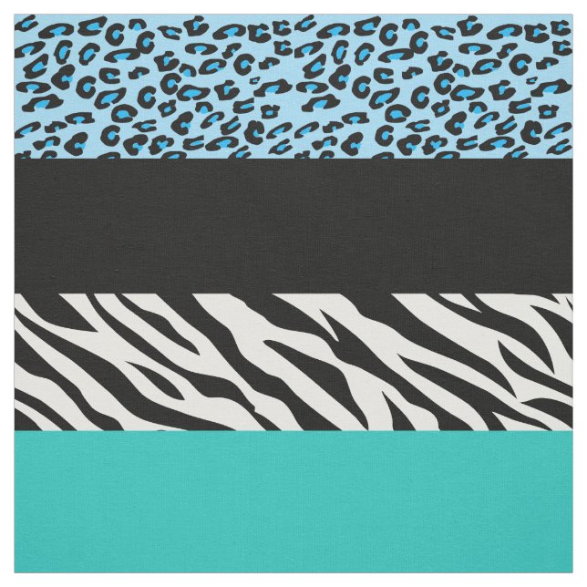 Leopard Print, Zebra Print, Animal Print, Blue Fabric (Swatch)