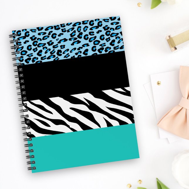 Leopard Print, Zebra Print, Animal Print, Blue Notebook (Creator Uploaded)