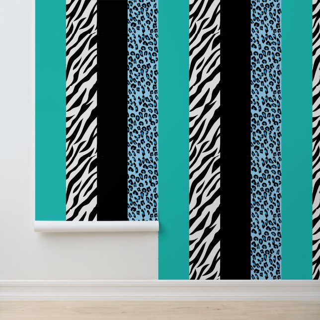 Leopard Print, Zebra Print, Animal Print, Blue Wallpaper (Application)