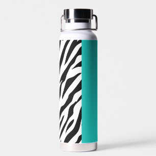 Leopard Print, Zebra Print, Animal Print, Blue Water Bottle