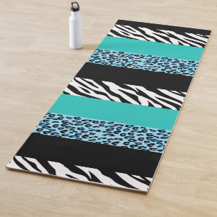 Leopard Print, Zebra Print, Animal Print, Blue Yoga Mat