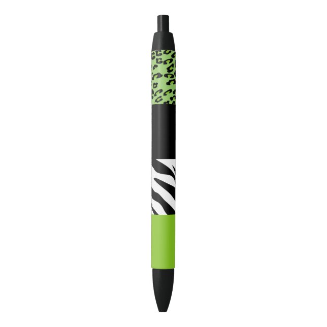 Leopard Print, Zebra Print, Animal Print, Green Black Ink Pen (Front Vertical)