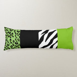 Leopard Print, Zebra Print, Animal Print, Green Body Cushion