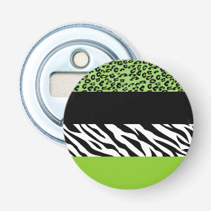 Leopard Print, Zebra Print, Animal Print, Green Bottle Opener
